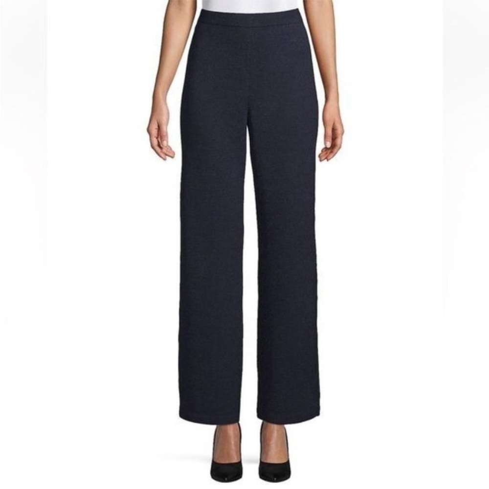St John Basics Black Knit Wide Leg Pants Size 14